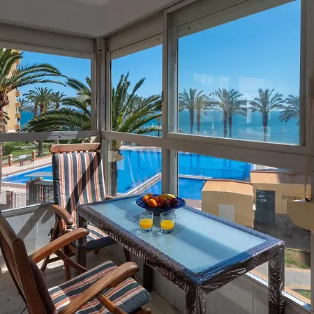 Familiar, Terraza Con Vistas Al Mar, Piscina, Pistas De Tenis, Wifi Y En Primera Linea De Playa Algarrobo Costa